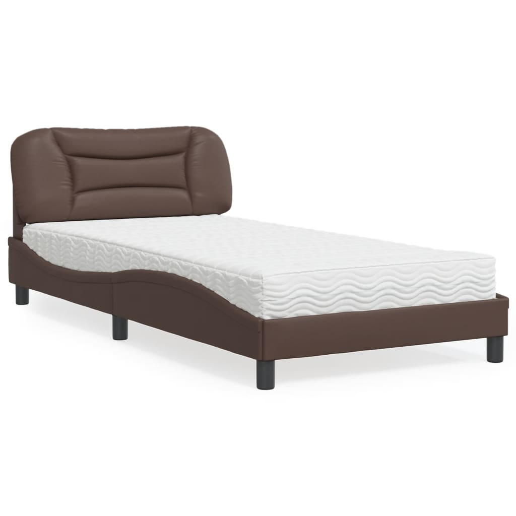 Lit avec matelas Hvar marron 100x200 cm similicuir - XIOS