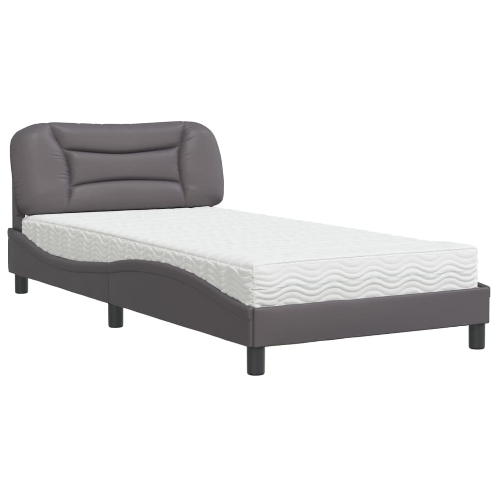 Lit avec matelas Hvar gris 100x200 cm similicuir - XIOS