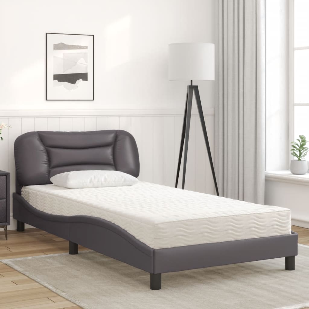 Lit avec matelas Hvar gris 100x200 cm similicuir - XIOS