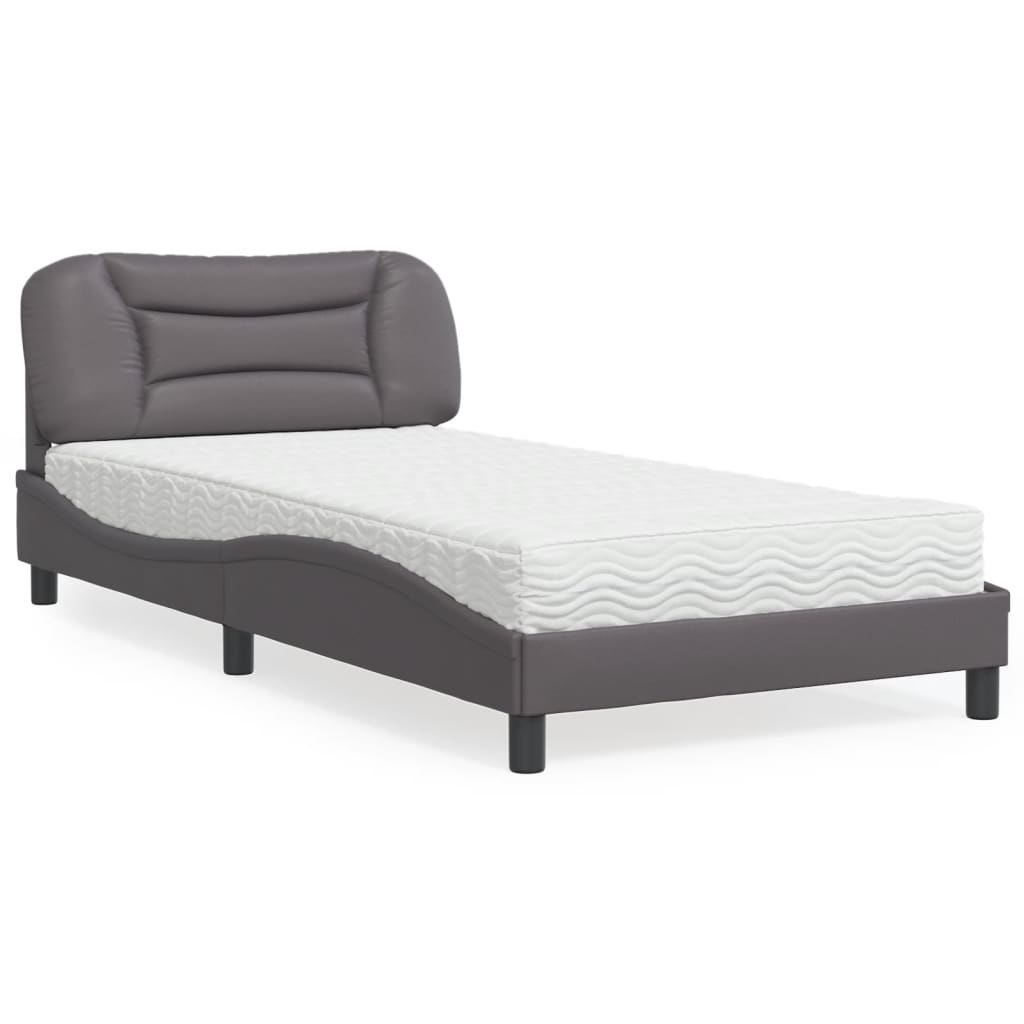 Lit avec matelas Hvar gris 100x200 cm similicuir - XIOS