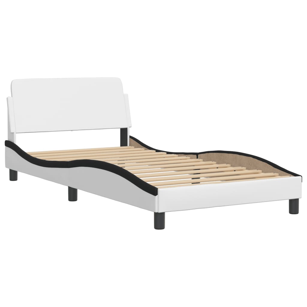 Lit avec matelas Hvar blanc et noir 100x200 cm similicuir - XIOS