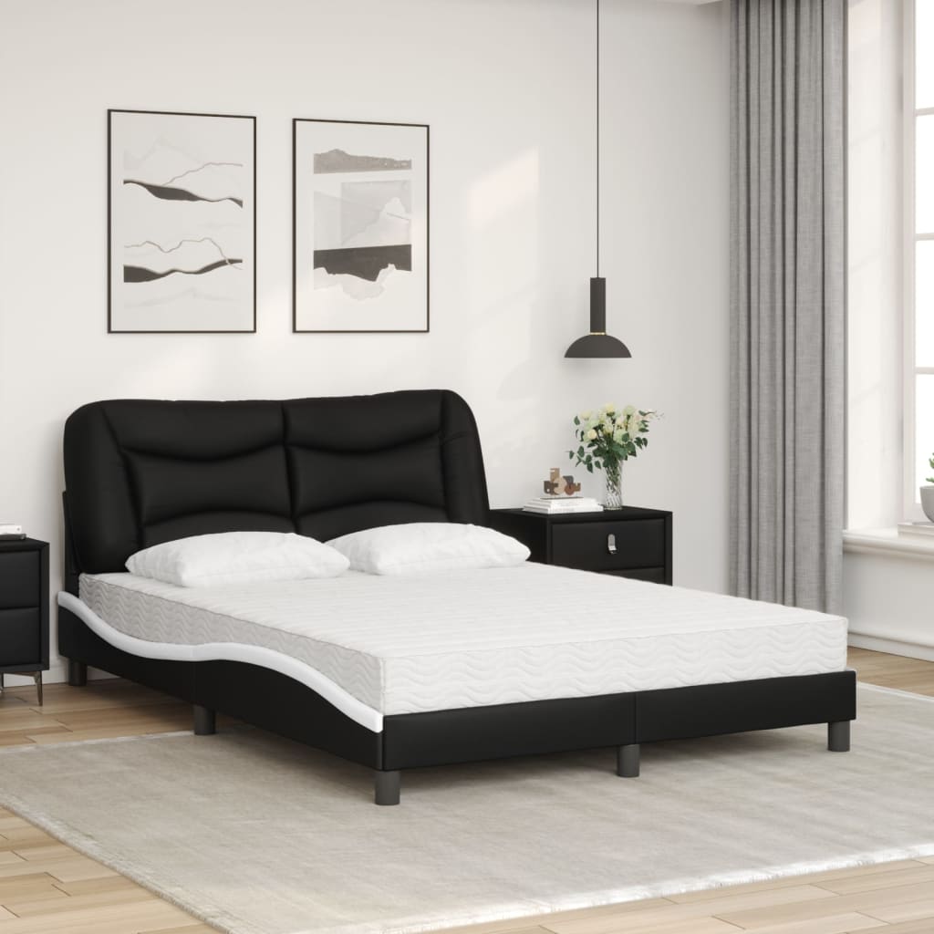 Lit avec matelas Hvar noir et blanc 120x200 cm similicuir - XIOS