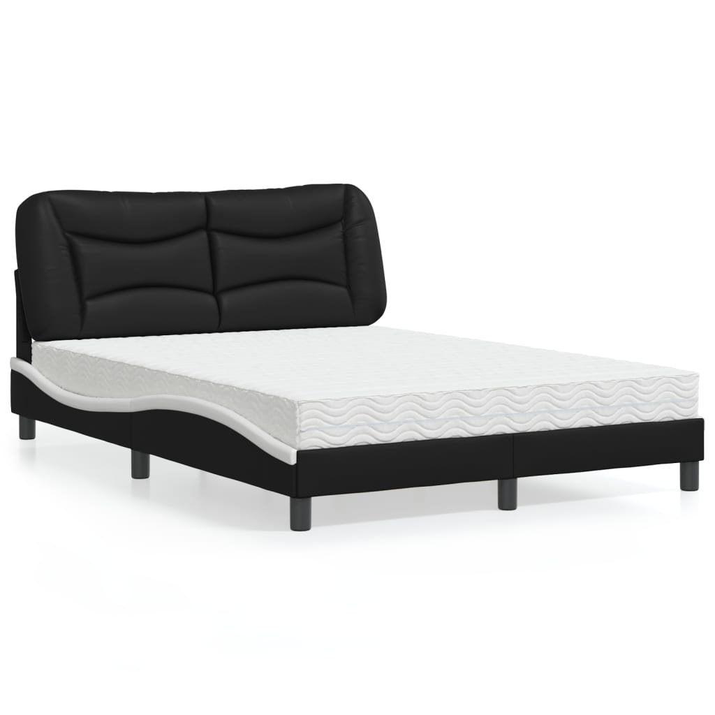 Lit avec matelas Hvar noir et blanc 120x200 cm similicuir - XIOS