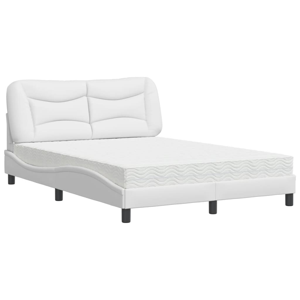 Lit avec matelas Hvar blanc 140x190 cm similicuir - XIOS