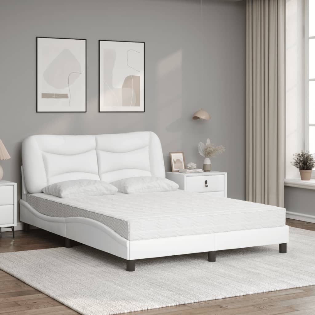 Lit avec matelas Hvar blanc 140x190 cm similicuir - XIOS