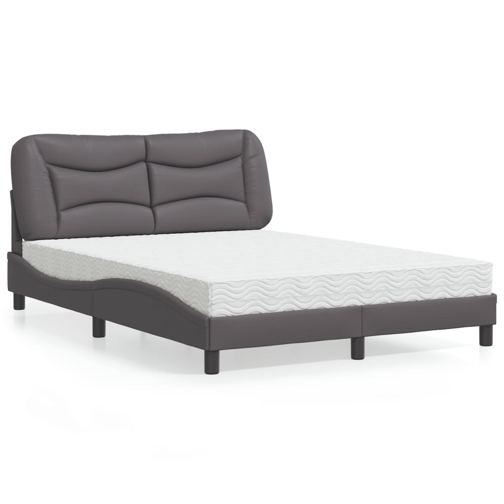 Lit avec matelas Hvar gris 140x190 cm similicuir - XIOS