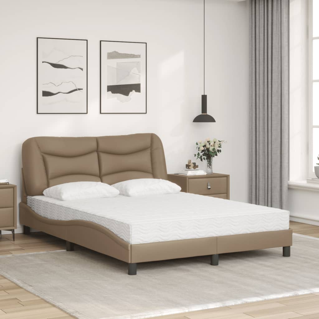 Lit avec matelas Hvar cappuccino 140x190 cm similicuir - XIOS
