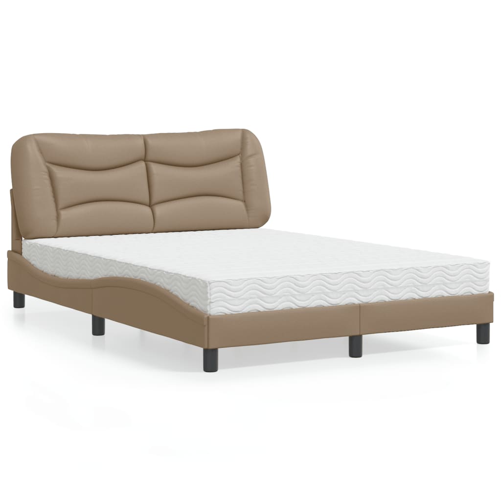 Lit avec matelas Hvar cappuccino 140x190 cm similicuir - XIOS