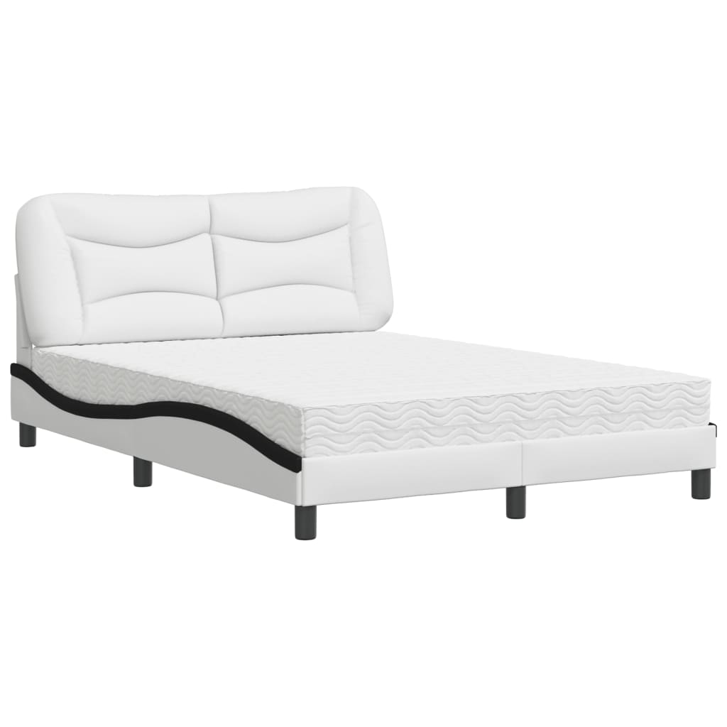 Lit avec matelas Hvar blanc et noir 140x200 cm similicuir - XIOS