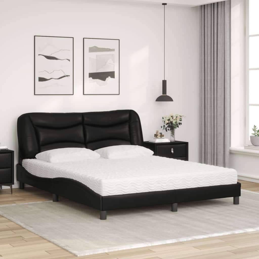 Lit avec matelas Hvar noir 160x200 cm similicuir - XIOS