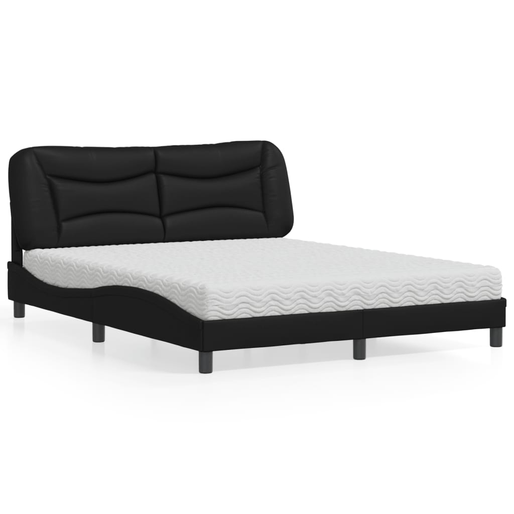 Lit avec matelas Hvar noir 160x200 cm similicuir - XIOS