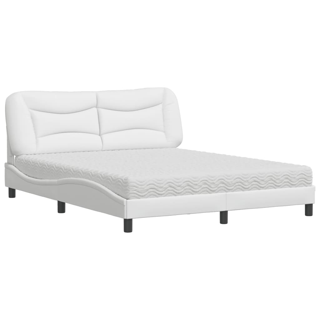 Lit avec matelas Hvar blanc 160x200 cm similicuir - XIOS