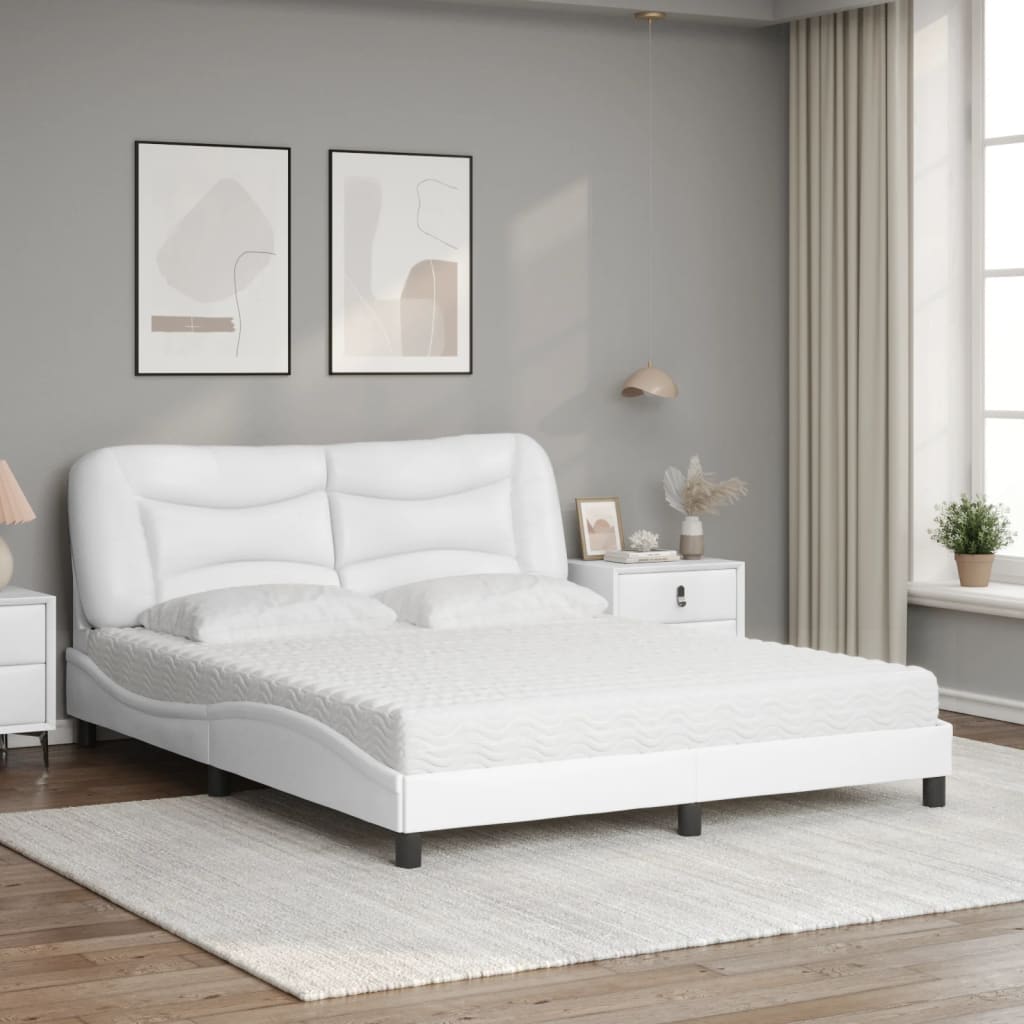 Lit avec matelas Hvar blanc 160x200 cm similicuir - XIOS