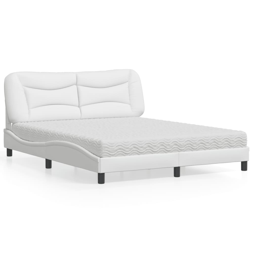Lit avec matelas Hvar blanc 160x200 cm similicuir - XIOS