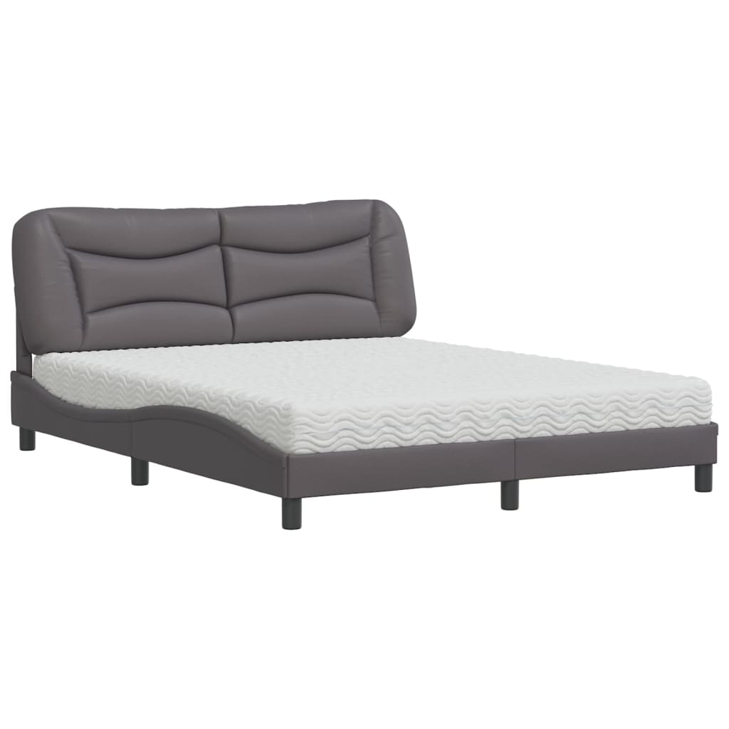 Lit avec matelas Hvar gris 160x200 cm similicuir - XIOS