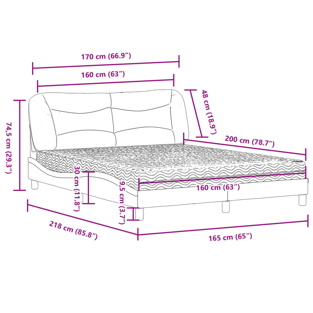 Lit avec matelas Hvar cappuccino 160x200 cm similicuir - XIOS