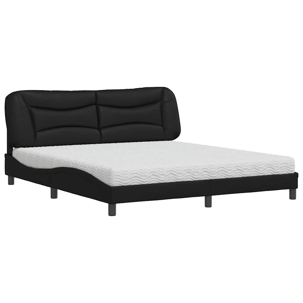 Lit avec matelas Hvar noir 180x200 cm similicuir - XIOS