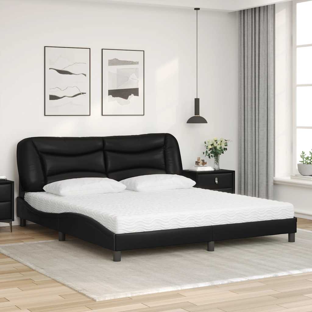 Lit avec matelas Hvar noir 180x200 cm similicuir - XIOS