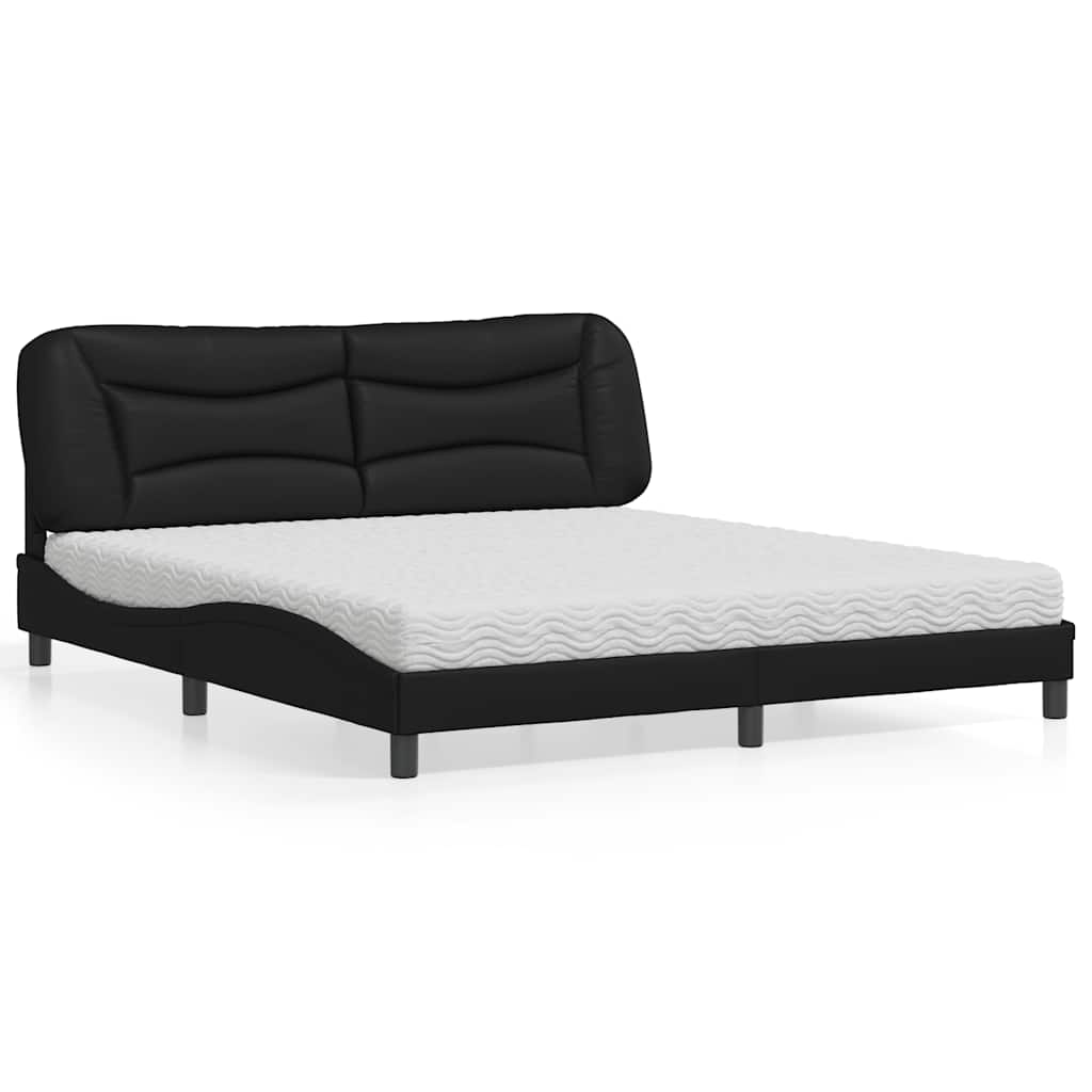 Lit avec matelas Hvar noir 180x200 cm similicuir