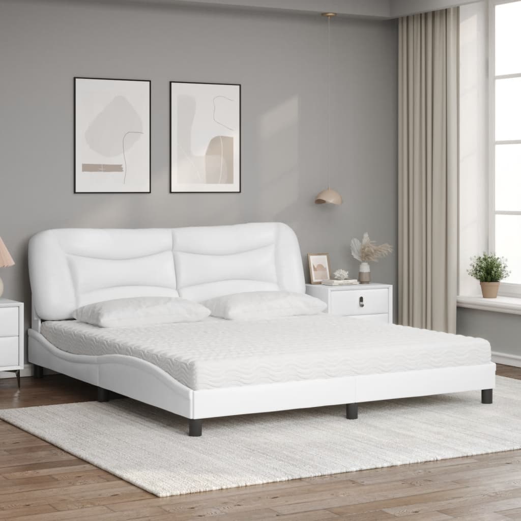 Lit avec matelas Hvar blanc 180x200 cm similicuir - XIOS