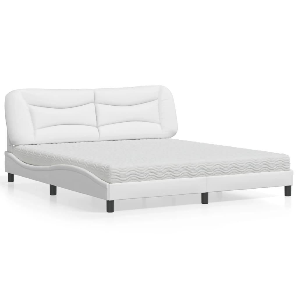 Lit avec matelas Hvar blanc 180x200 cm similicuir - XIOS