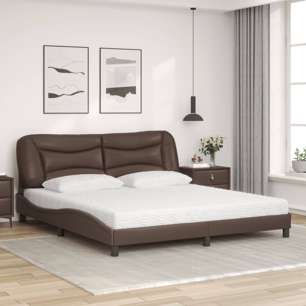 Lit avec matelas Hvar marron 180x200 cm similicuir - XIOS