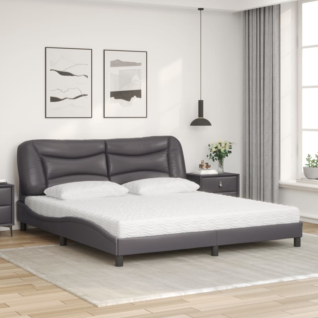 Lit avec matelas Hvar gris 180x200 cm similicuir - XIOS