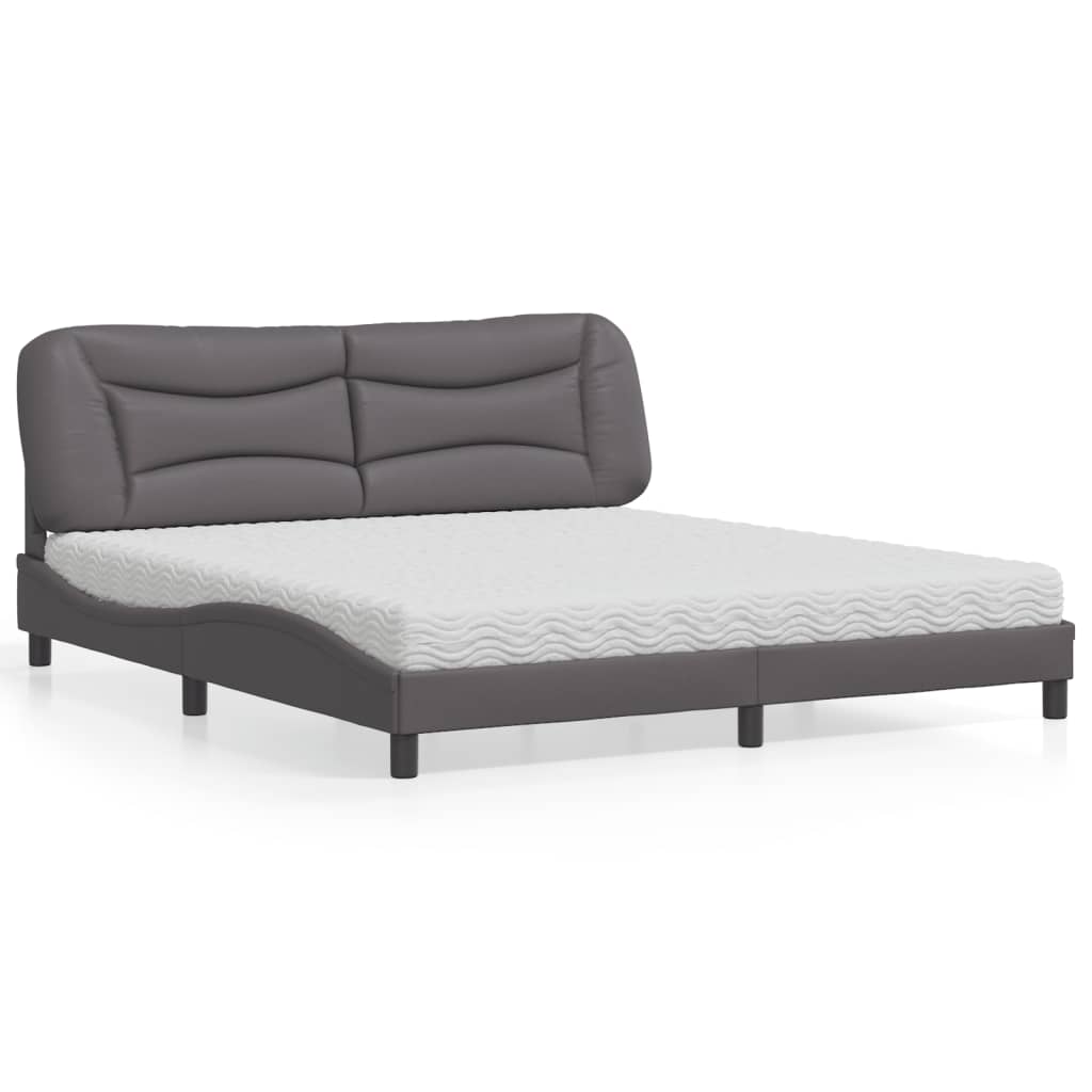 Lit avec matelas Hvar gris 180x200 cm similicuir - XIOS