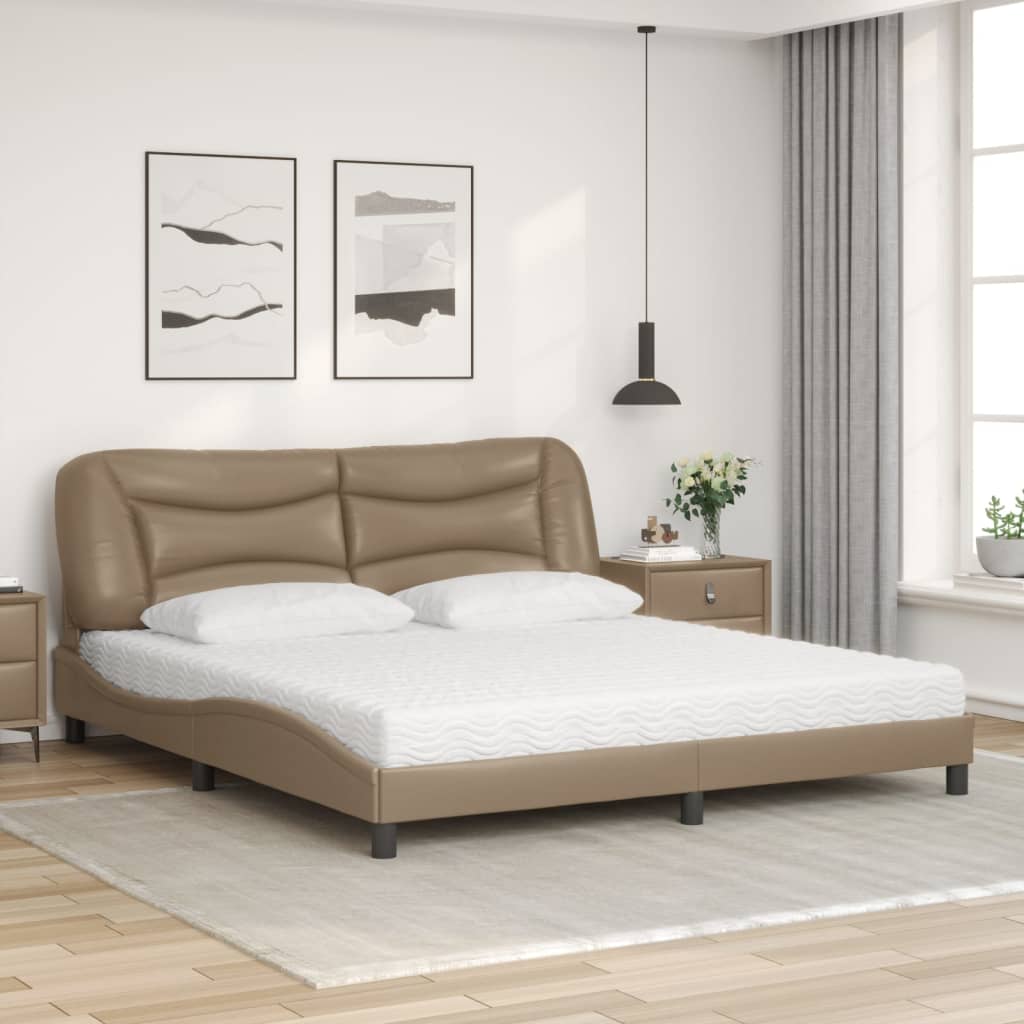 Lit avec matelas Hvar cappuccino 180x200 cm similicuir - XIOS
