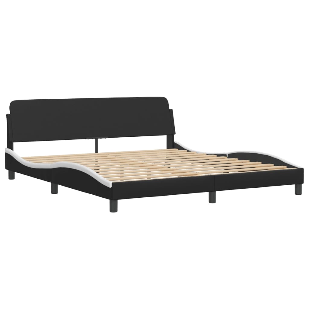 Lit avec matelas Hvar noir et blanc 180x200 cm similicuir - XIOS