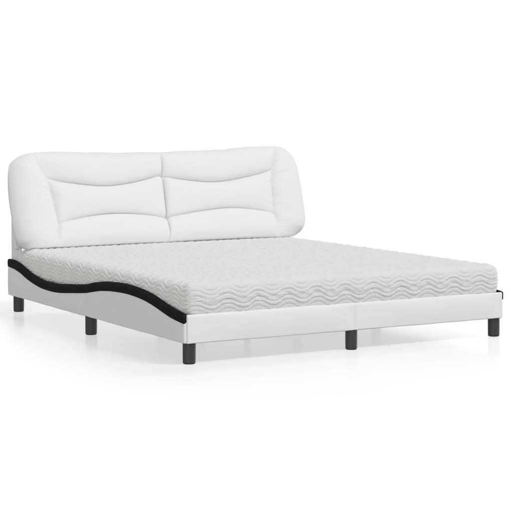 Lit avec matelas Hvar blanc et noir 180x200 cm similicuir - XIOS