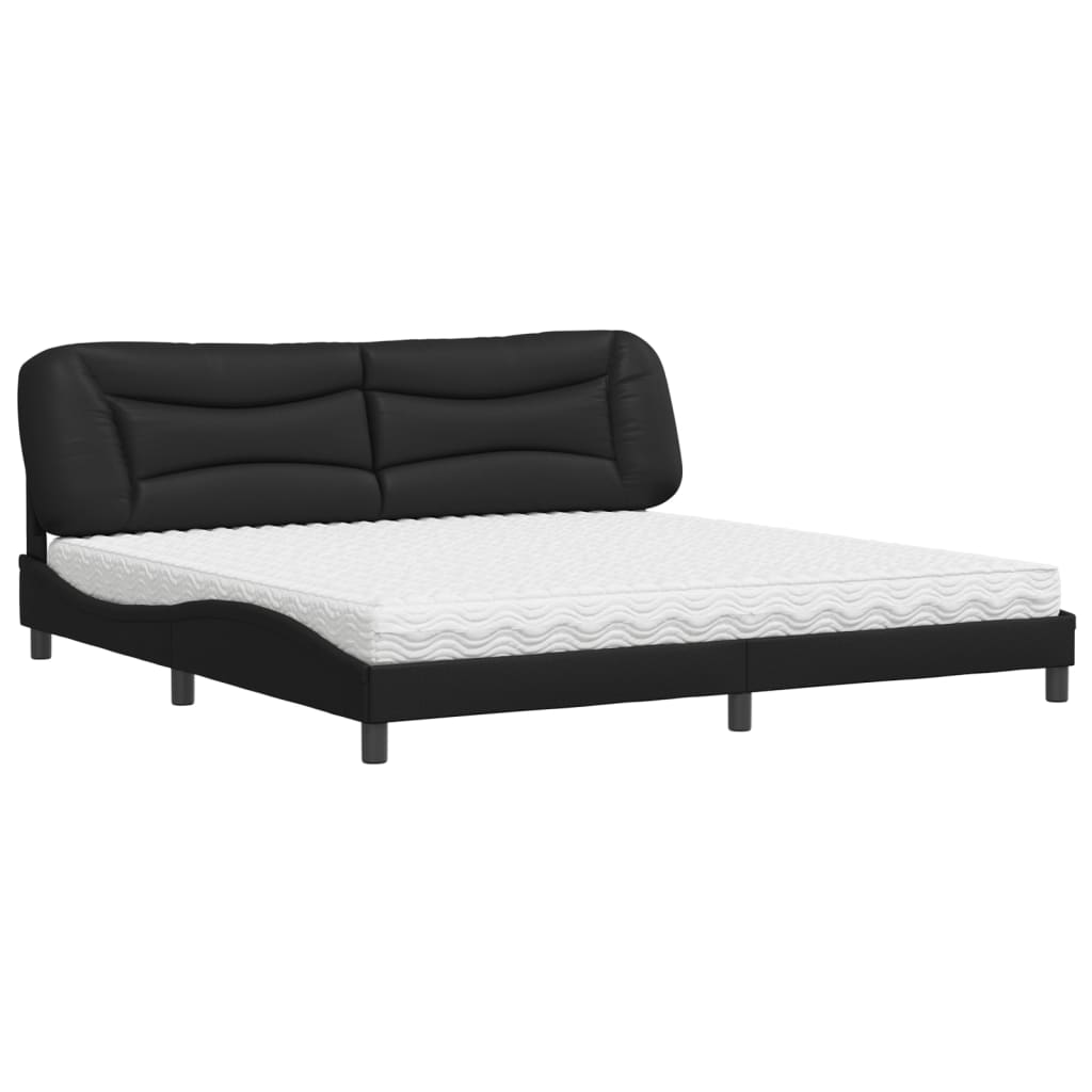 Lit avec matelas Hvar noir 200x200 cm similicuir - XIOS