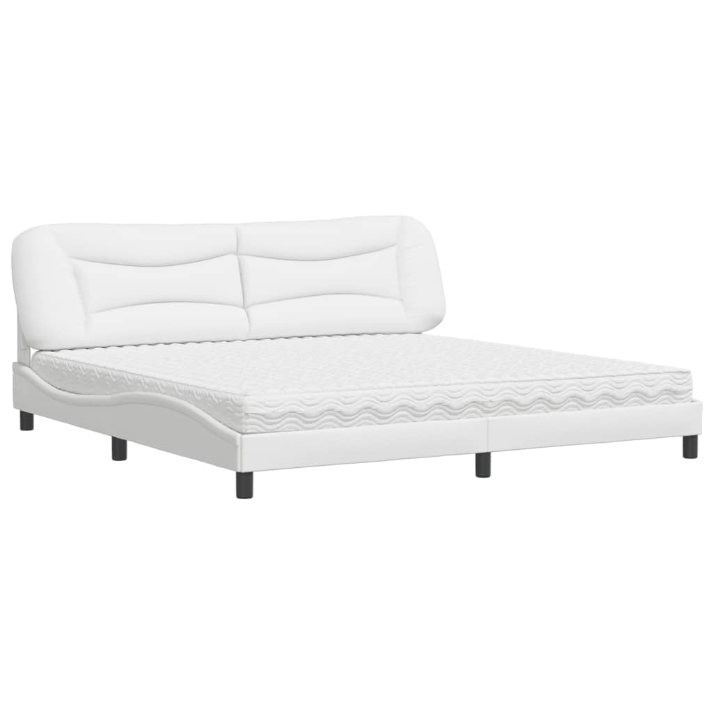 Lit avec matelas Hvar blanc 200x200 cm similicuir - XIOS