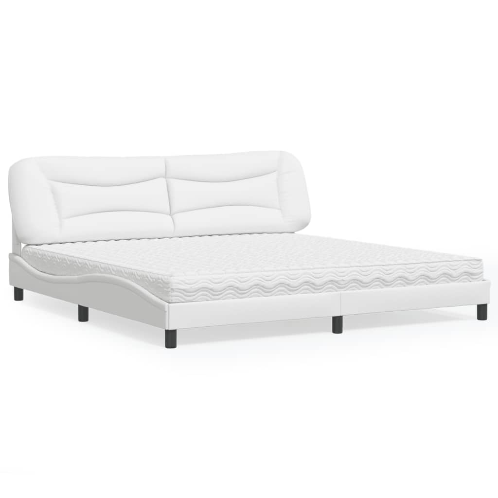 Lit avec matelas Hvar blanc 200x200 cm similicuir