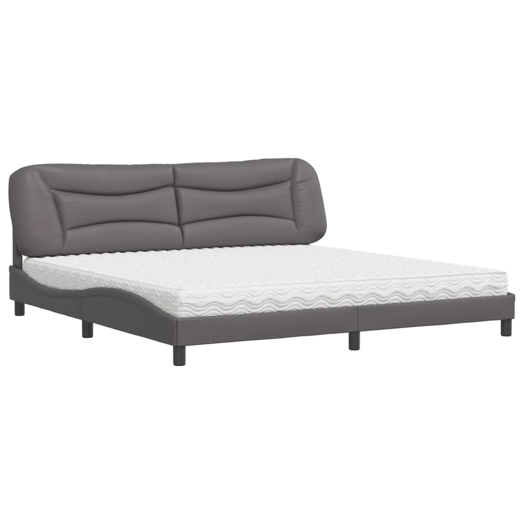 Lit avec matelas Hvar gris 200x200 cm similicuir - XIOS