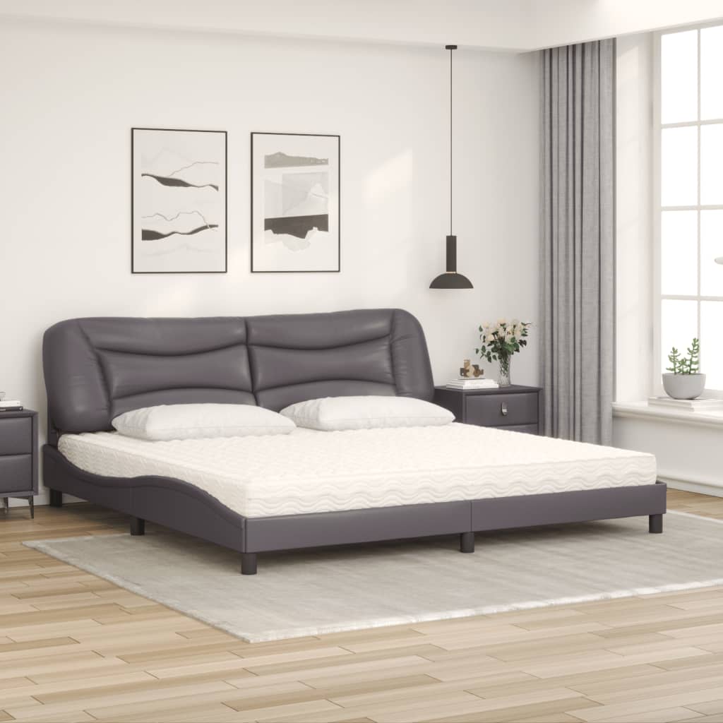 Lit avec matelas Hvar gris 200x200 cm similicuir - XIOS
