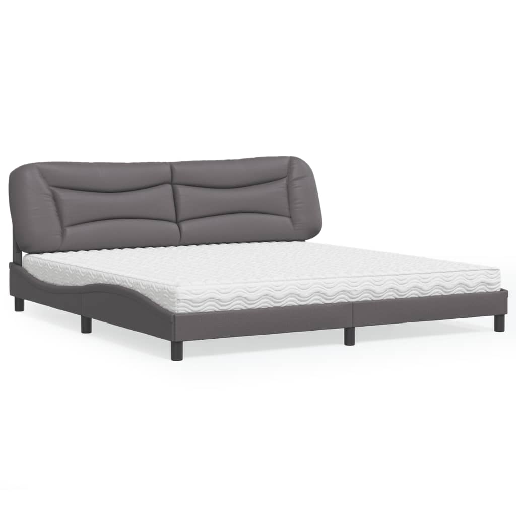 Lit avec matelas Hvar gris 200x200 cm similicuir - XIOS