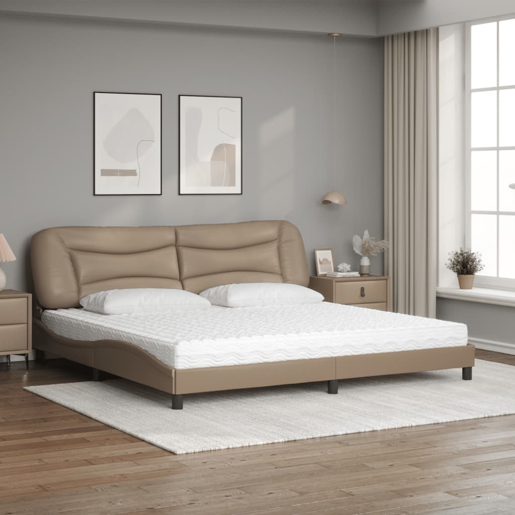 Lit avec matelas Hvar cappuccino 200x200 cm similicuir - XIOS
