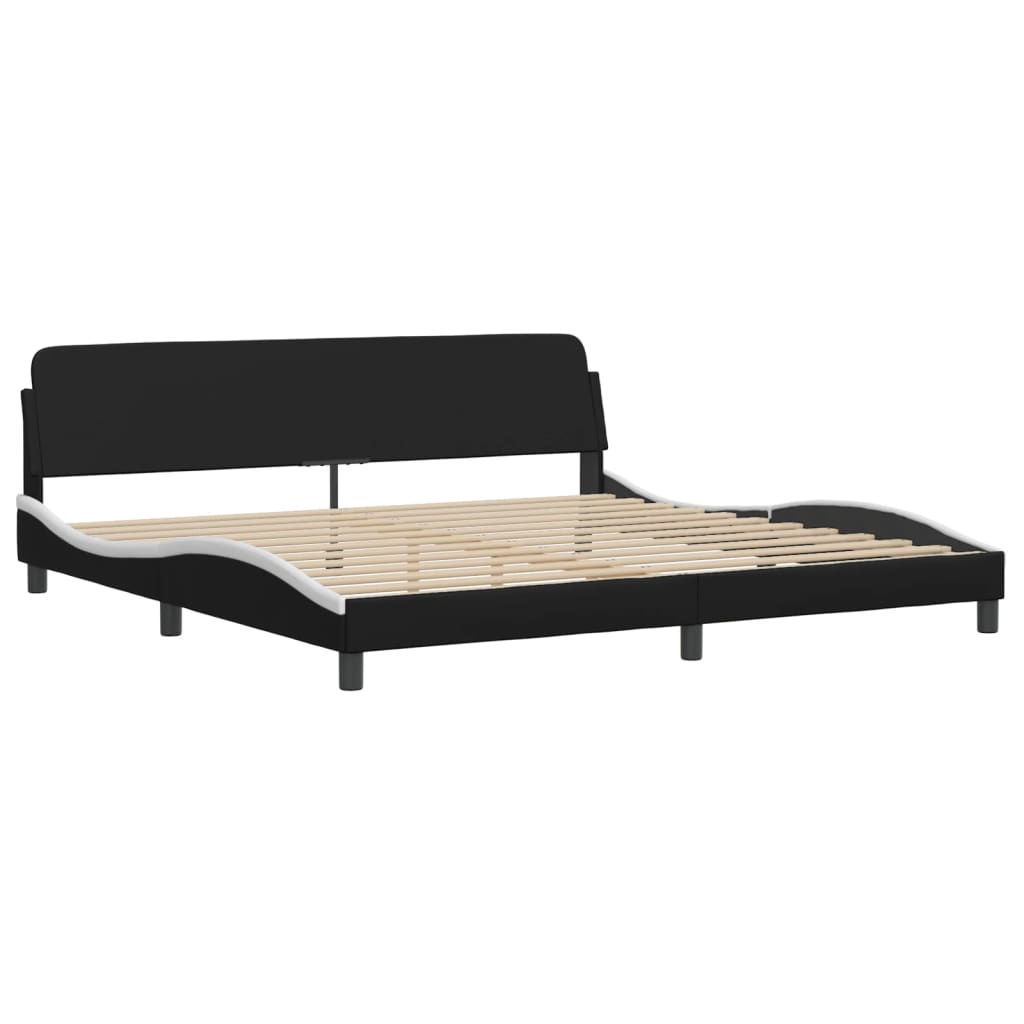 Lit avec matelas Hvar noir et blanc 200x200 cm similicuir - XIOS