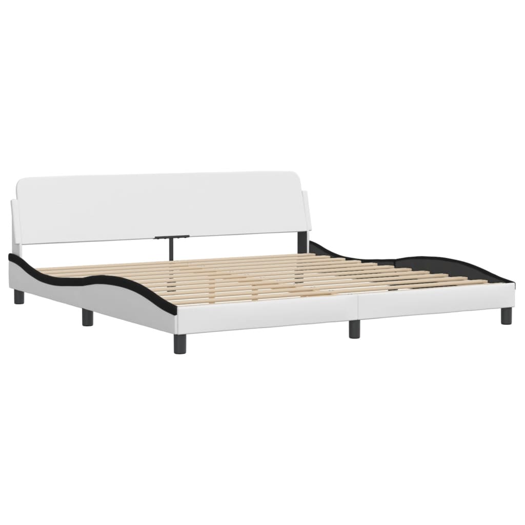 Lit avec matelas Hvar blanc et noir 200x200 cm similicuir - XIOS