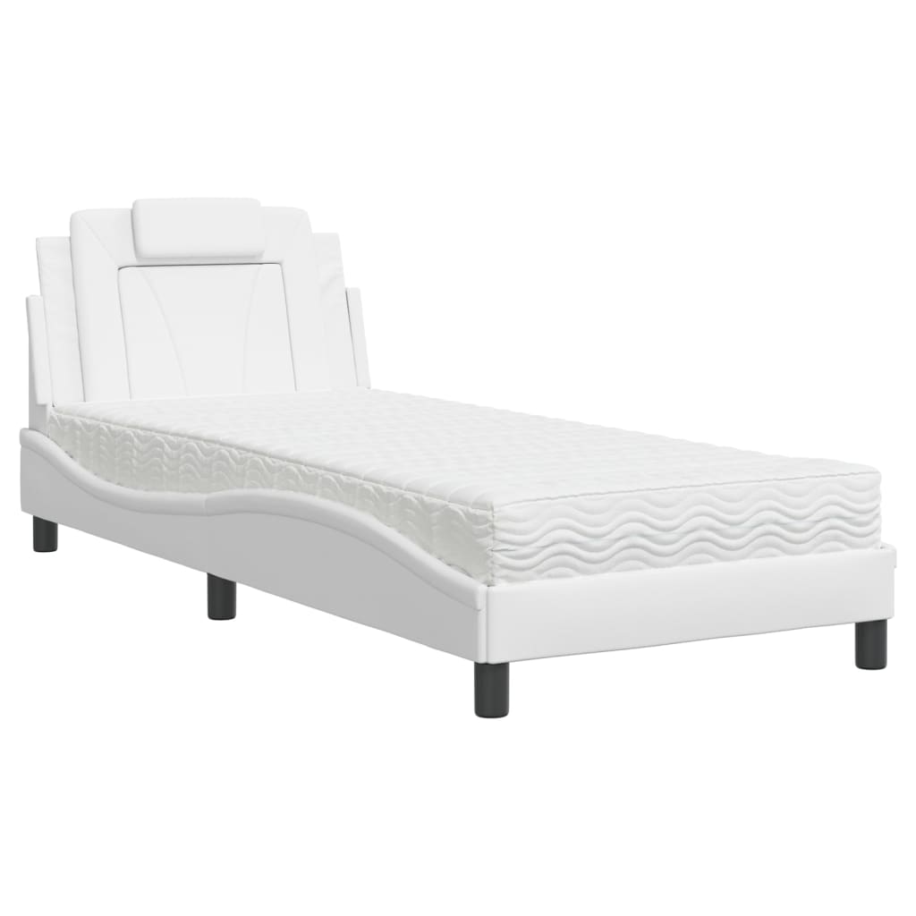 Lit Viana avec matelas blanc 80x200 cm similicuir - XIOS