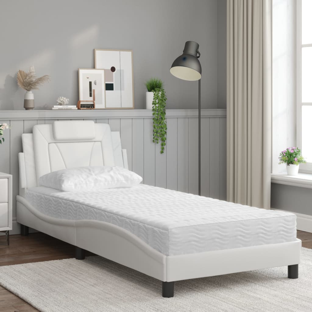 Lit Viana avec matelas blanc 80x200 cm similicuir - XIOS