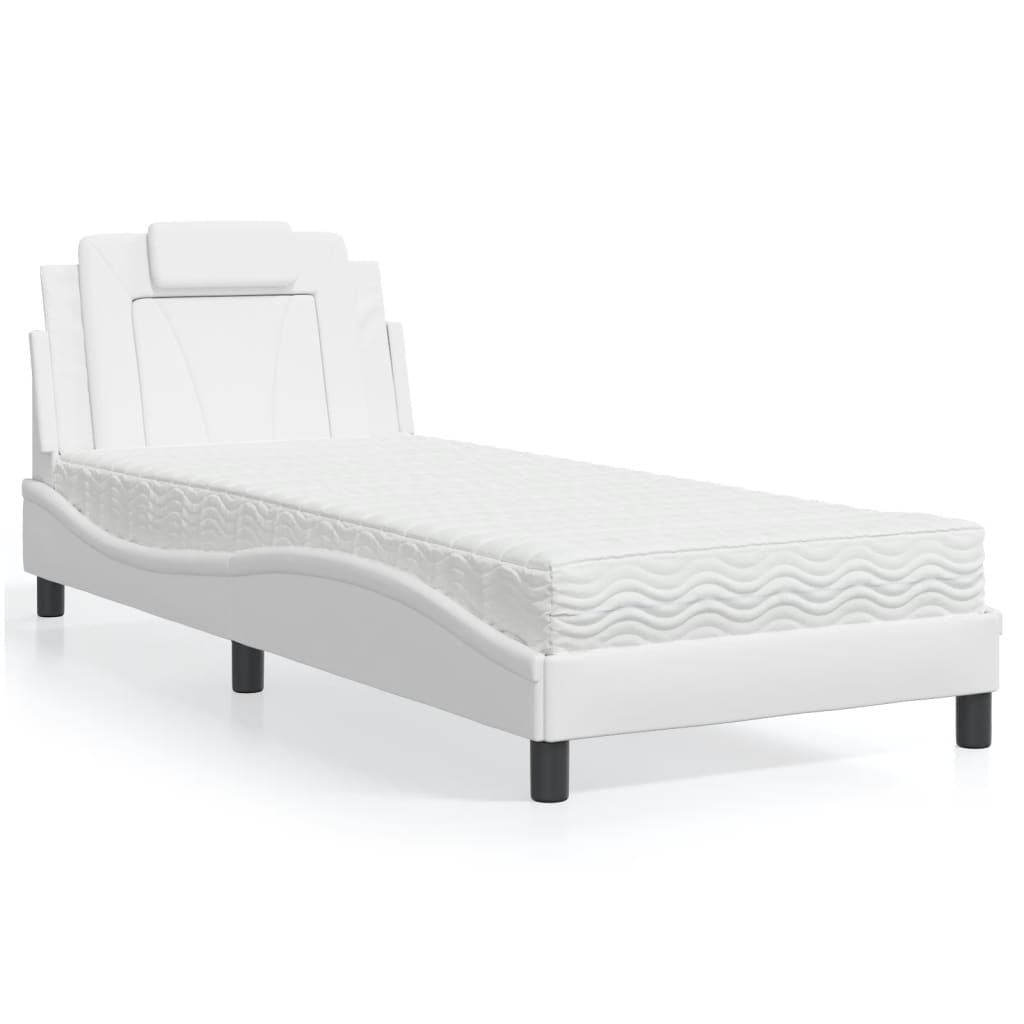 Lit Viana avec matelas blanc 80x200 cm similicuir - XIOS