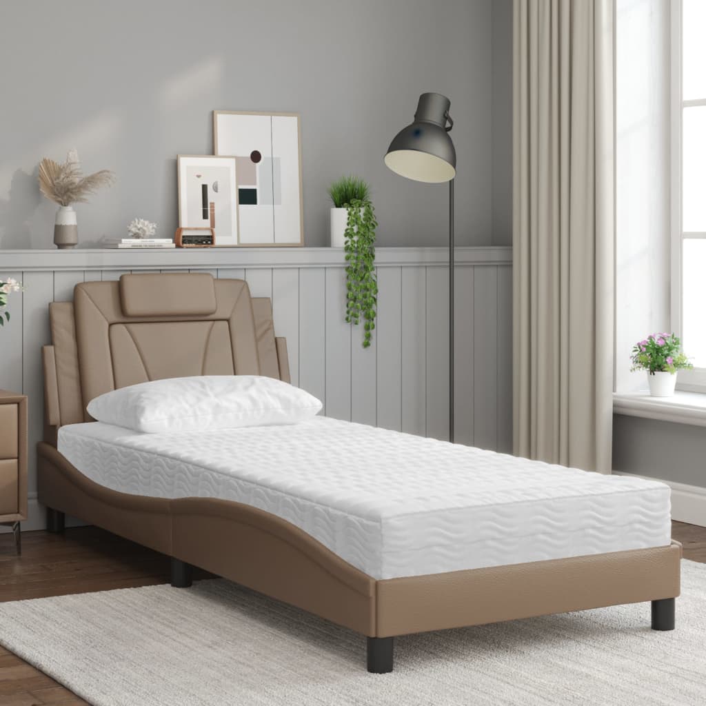 Lit Viana avec matelas cappuccino 80x200 cm similicuir - XIOS