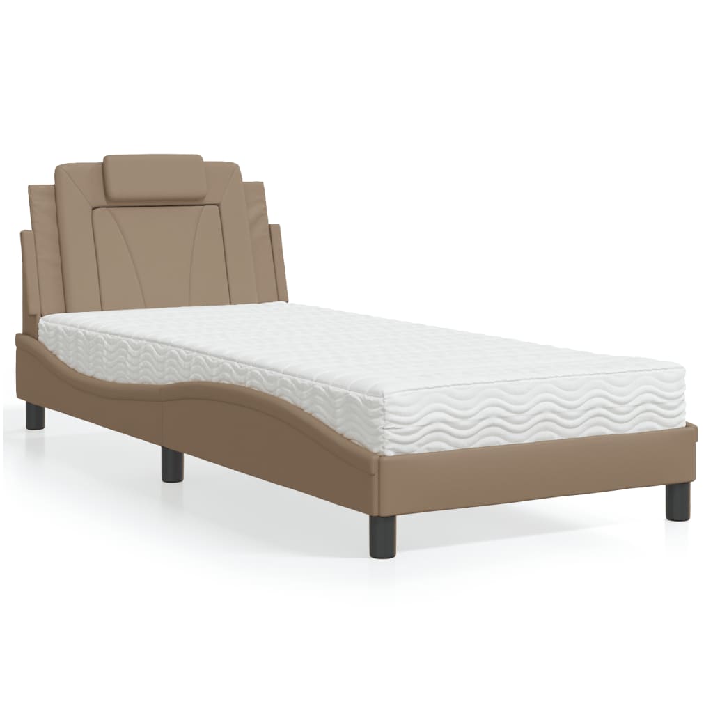 Lit Viana avec matelas cappuccino 80x200 cm similicuir - XIOS