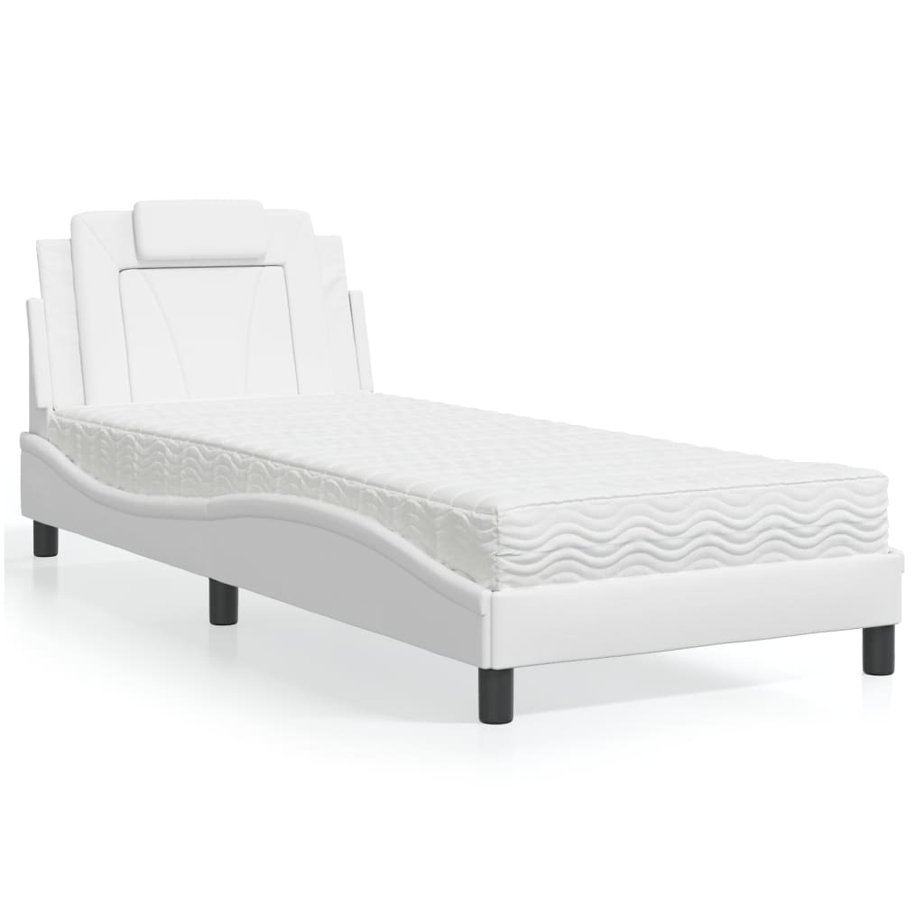 Lit Viana avec matelas blanc 90x200 cm similicuir - XIOS