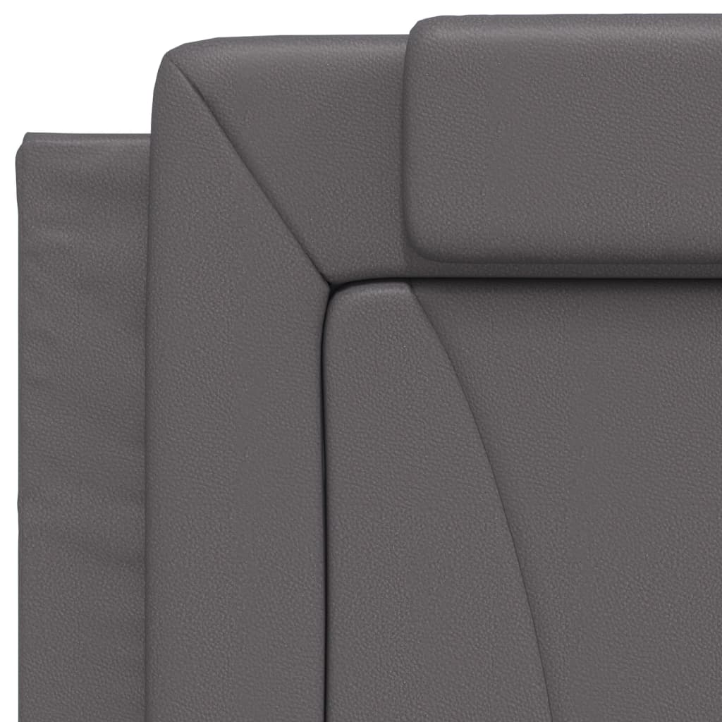 Lit Viana avec matelas gris 90x200 cm similicuir - XIOS