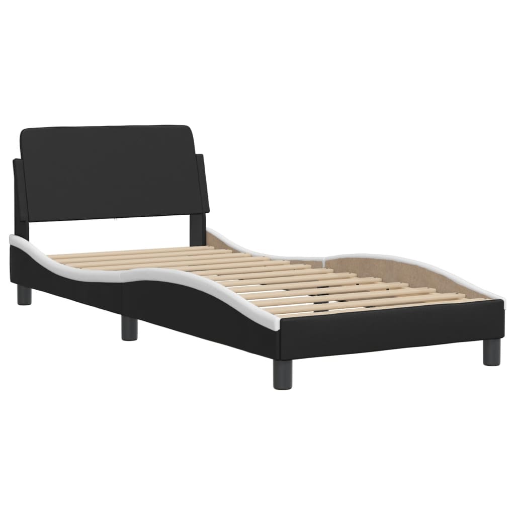 Lit Viana avec matelas noir et blanc 90x200 cm similicuir - XIOS