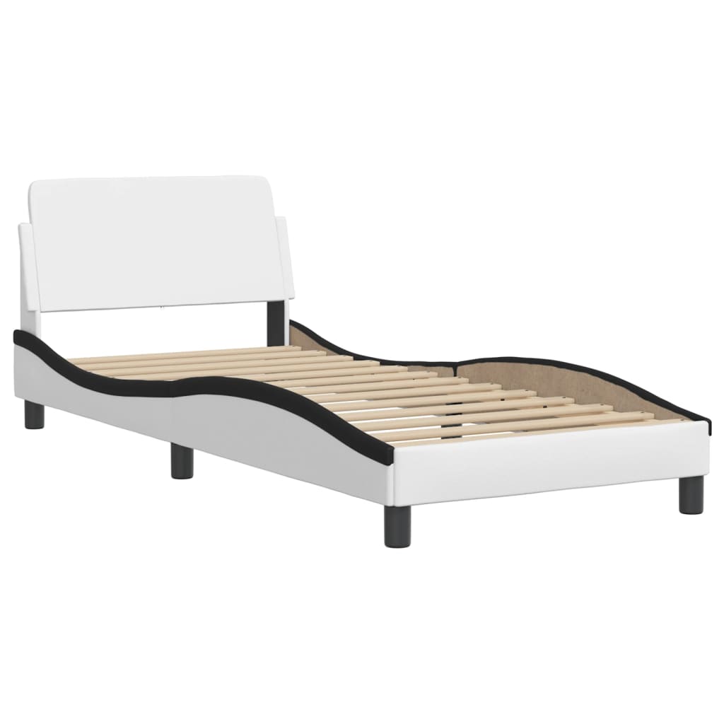 Lit Viana avec matelas blanc et noir 90x200 cm similicuir - XIOS
