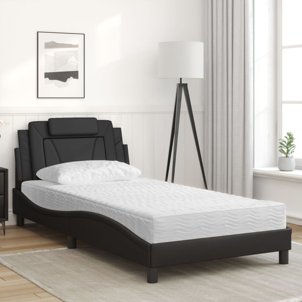 Lit Viana avec matelas noir 100x200 cm similicuir - XIOS